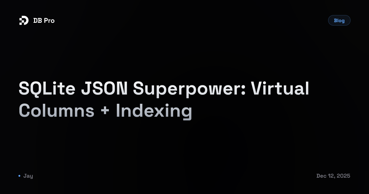 SQLite JSON Superpower: Virtual Columns + Indexing - DB Pro Blog